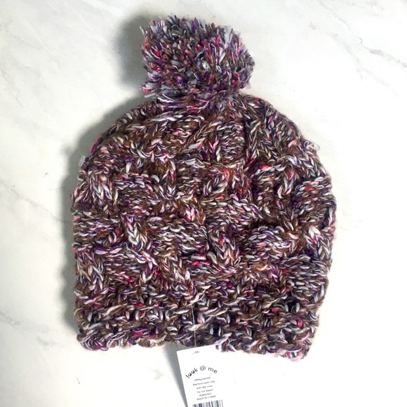 Women’s Beanie - Chunky Knit - Pom - Purple Multicolor - OSFM NWT - Picture 1 of 4